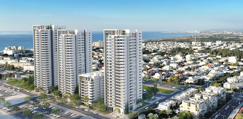 נוף עירוני עם בניינים בקריית ים באזור הקריות