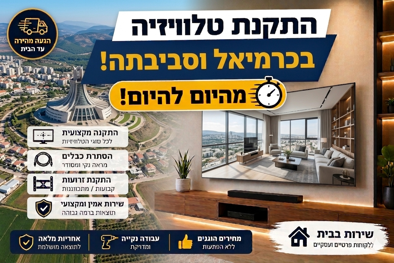 צילום אווירי מרהיב של העיר כרמיאל, המציג את תכנון העיר המוקפד, השכונות המטופחות והנוף ההררי הירוק המקיף אותה.