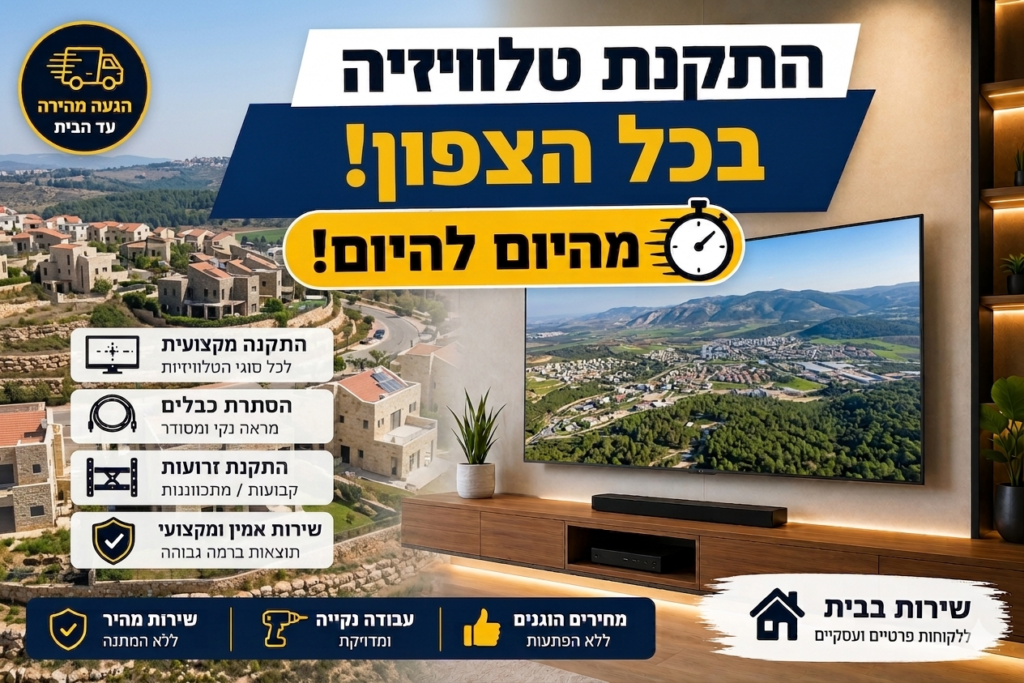 צילום אווירי רחב ומרהיב של אזור הצפון, המציג שילוב של הרים ירוקים, עמקים פורחים וקו חוף רחוק באופק.